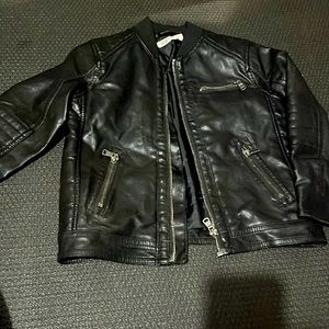 H&M black "leather" motorcycle jacket size 4-5y